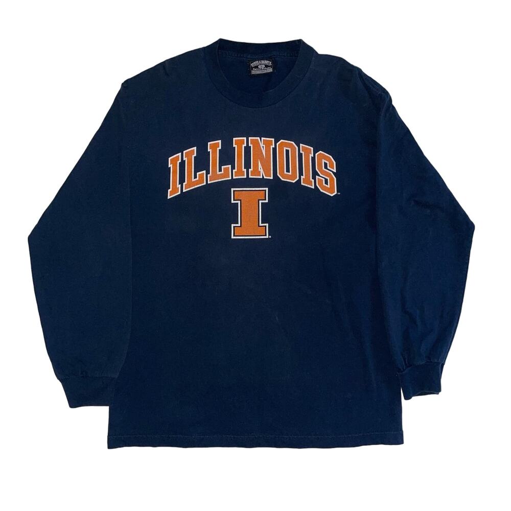 Vintage Illinois University Steve & Barry's Long Sleeve Collegiate T-shirt Navy